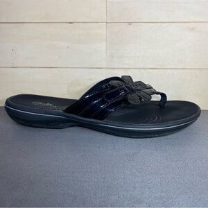 Clarks CloudSteppers Breeze Opal Sandals Women's Size 10 Shoes Black Patent